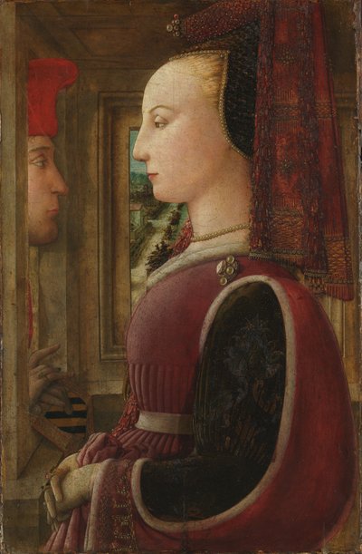 Portrait of a Woman with a Man at a Casement, c.1440 by Fra Filippo Lippi